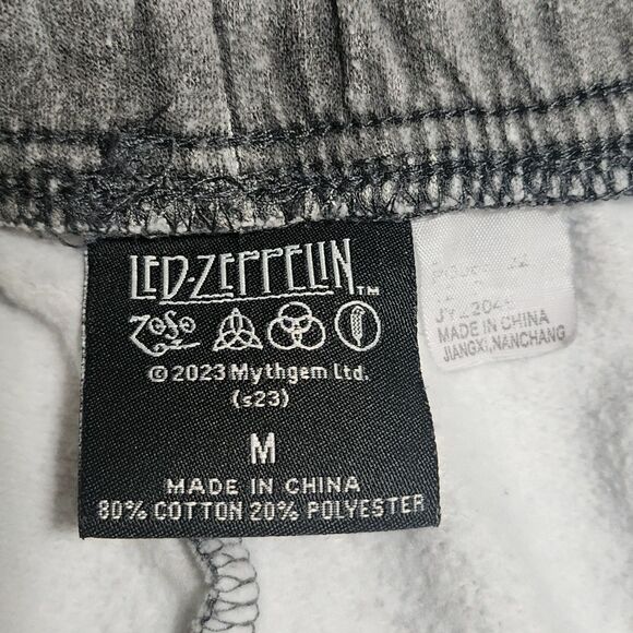 Myth Gem Led Zeppelin Men's Graphic Fleece Sweat Shorts Grey Swan Song Rock Sz M - Picture 5 of 6